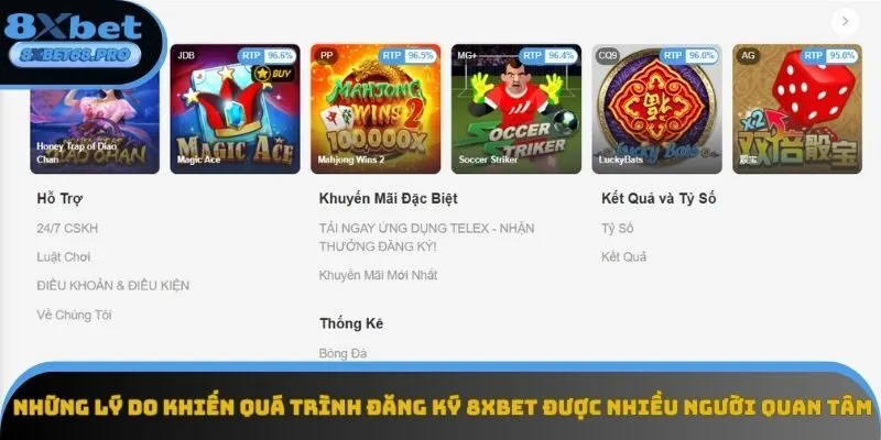 Những lý do khiến quá trình đăng ký 8xbet được nhiều người chơi quan tâm